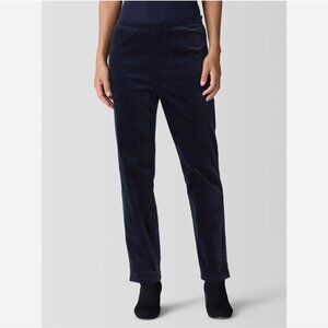 Eileen Fisher black Velveteen tapered leg elastic waist pants size Medium